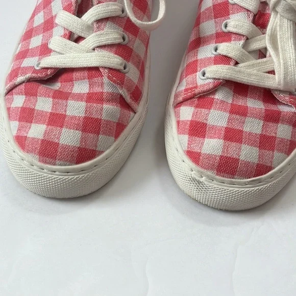 J. Crew Canvas Sneaker Gingham Plaid Pink and White size 7 - Picture 5 of 9